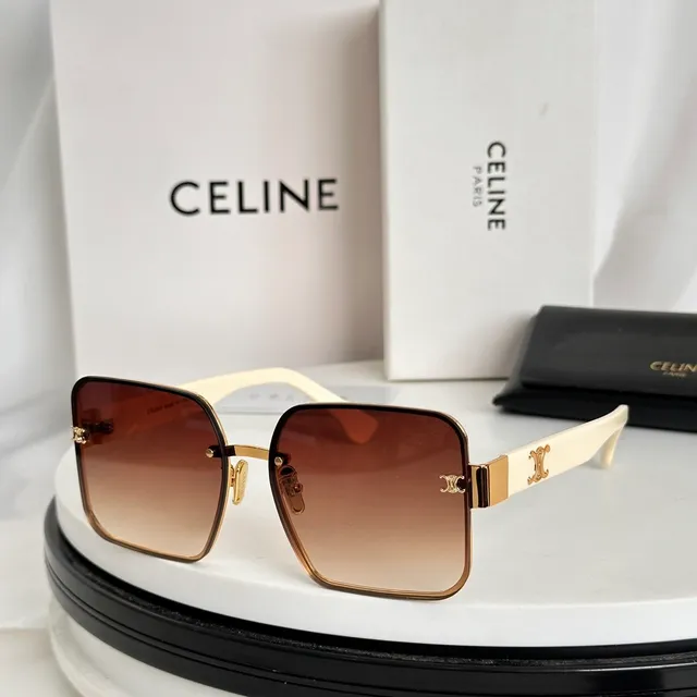 Celine Triomphe Rectangular Gold Frame Sunglasses 5