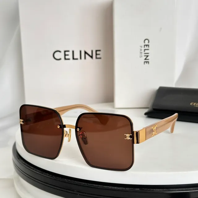 Celine Triomphe Rectangular Gold Frame Sunglasses 6