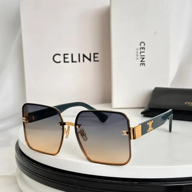 Celine Triomphe Rectangular Gold Frame Sunglasses 8
