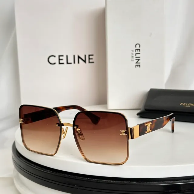 Celine Triomphe Rectangular Gold Frame Sunglasses 9