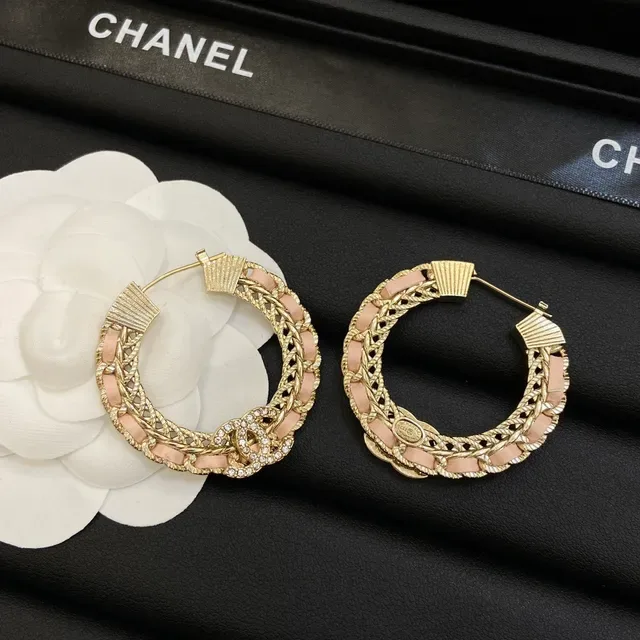 Chanel Camellia Gold Pink Braided Chain Woven Accents Necklace 2