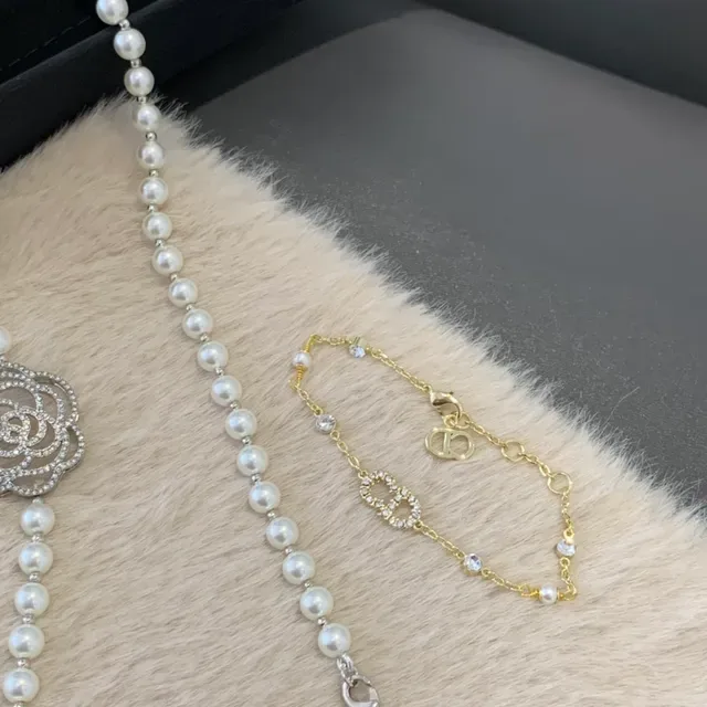 Chanel Camellia Blanc Argent Chaîne Perle Pendentif 2