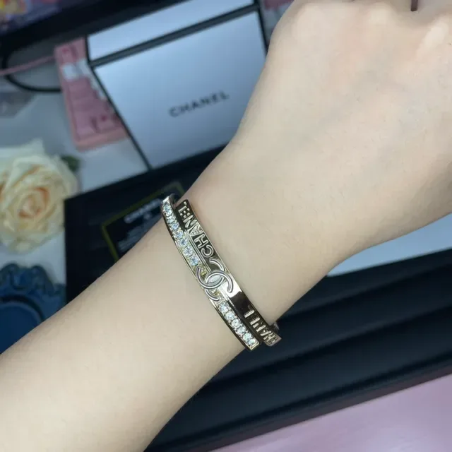 Chanel CC Crystal Logo Cuff Bracelet 6