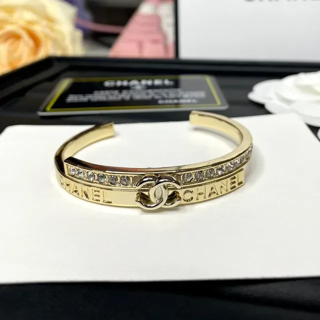 Chanel CC Crystal Logo Cuff Bracelet 7