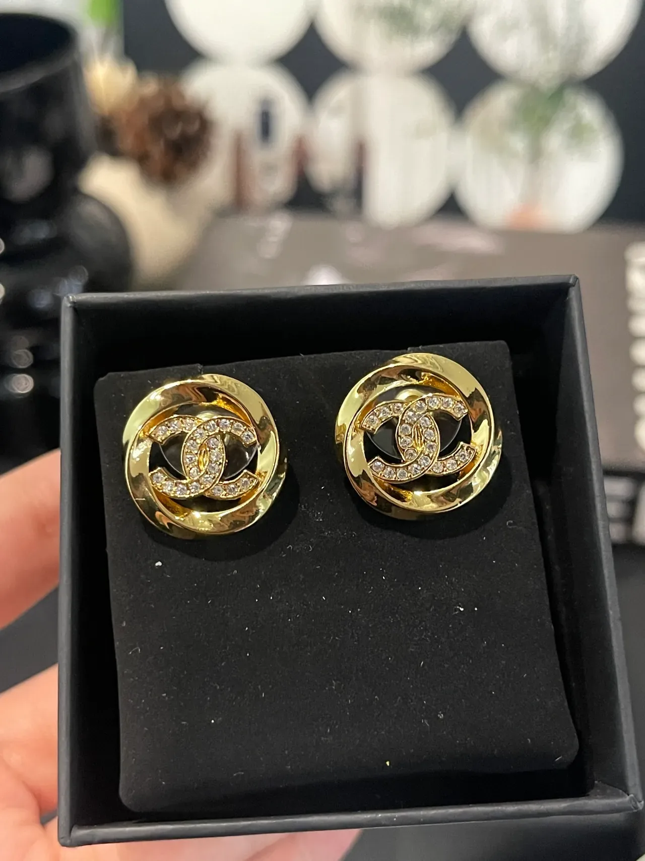 Chanel CC Gold Transparent Pavé Crystal Earrings 4