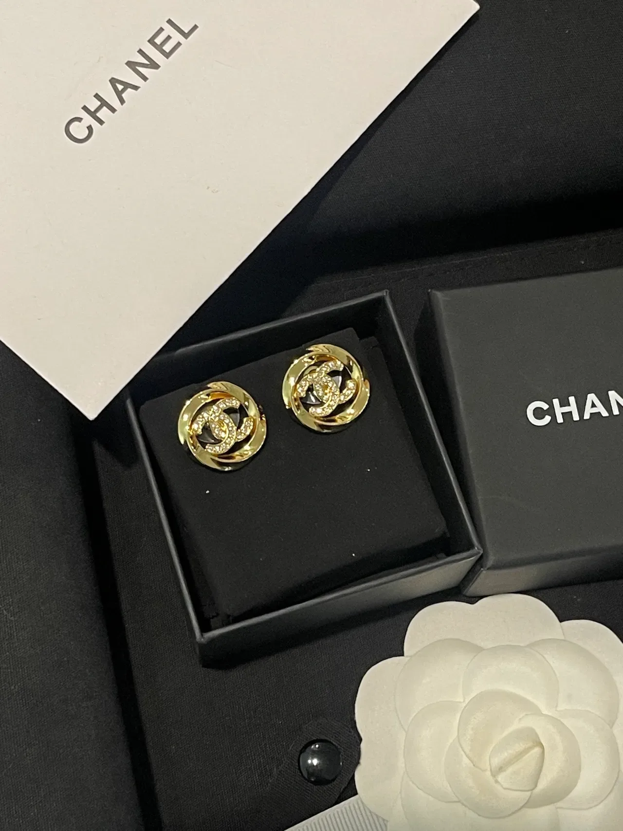 Chanel CC Gold Transparent Pavé Crystal Earrings 10