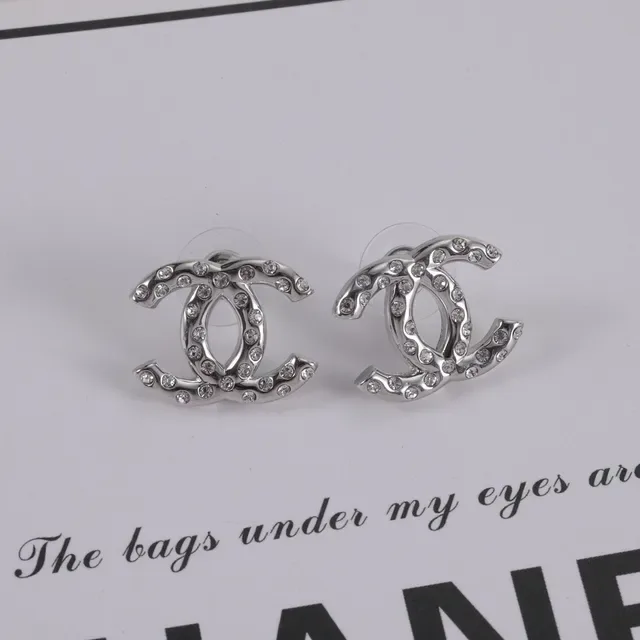 Chanel CC Logo Pavé Crystal Stud Earrings 2