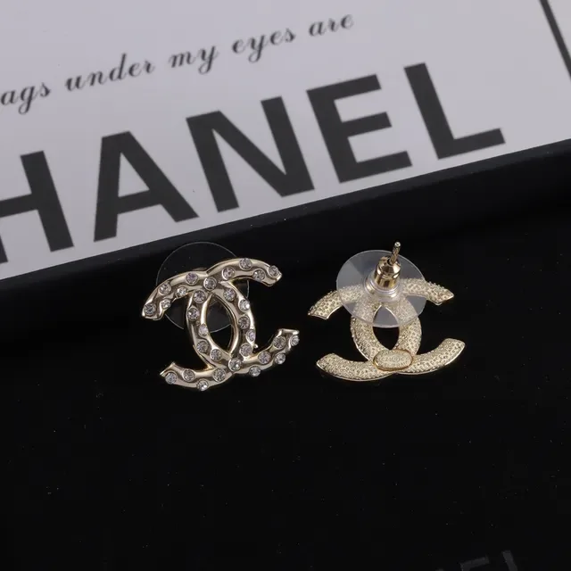 Chanel CC Logo Pavé Crystal Stud Earrings 4