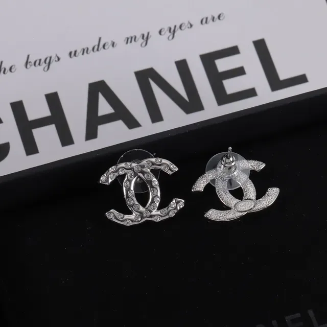 Chanel CC Logo Pavé Crystal Stud Earrings 5