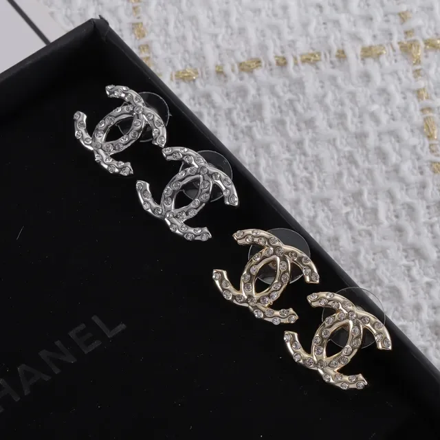 Chanel CC Logo Pavé Crystal Stud Earrings 6
