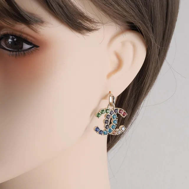 Chanel CC Logo Pavé Multicolor Crystal Earrings 2