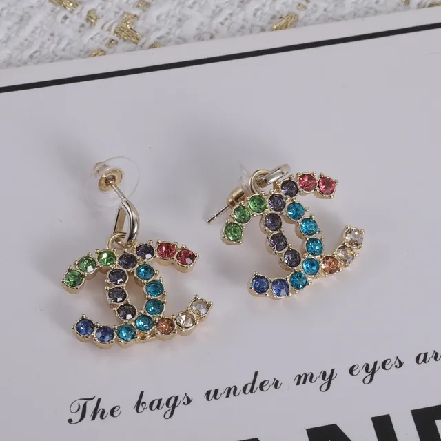 Chanel CC Logo Pavé Multicolor Crystal Earrings 4