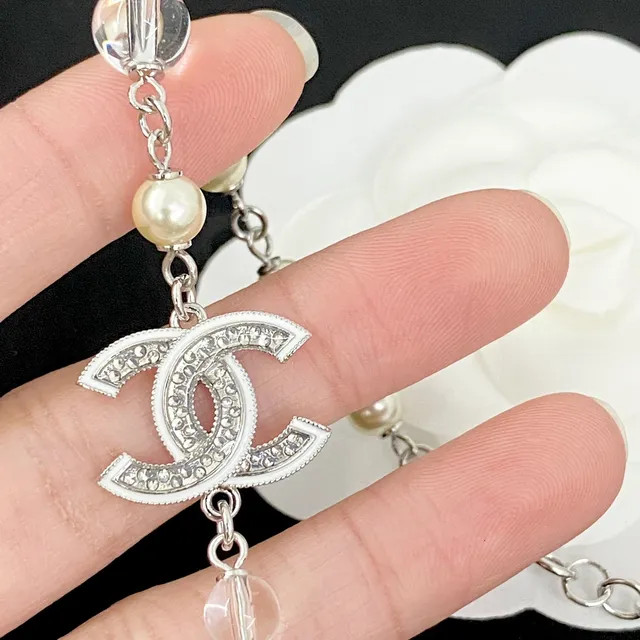 Chanel CC Pendant Pearl and Crystal Necklace 8