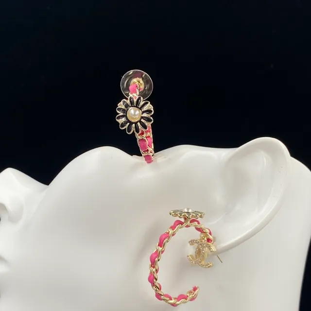 Chanel Daisy Pearl and Pink Chain Earrings 2
