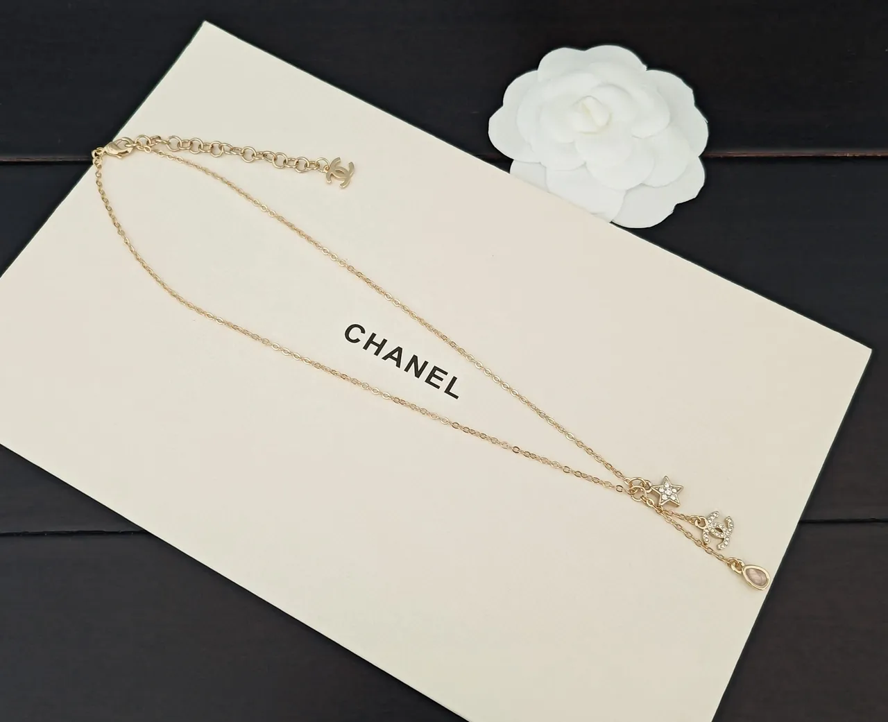 Chanel Gold Pink Chain Pavé-Crystal CC Logo Necklace 2
