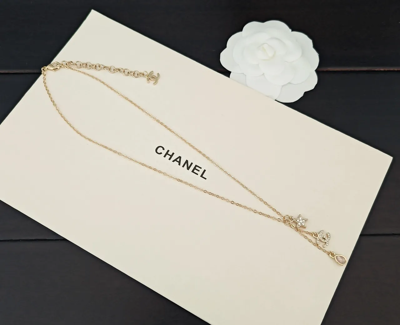 Chanel Gold Pink Chain Pavé-Crystal CC Logo Necklace 5