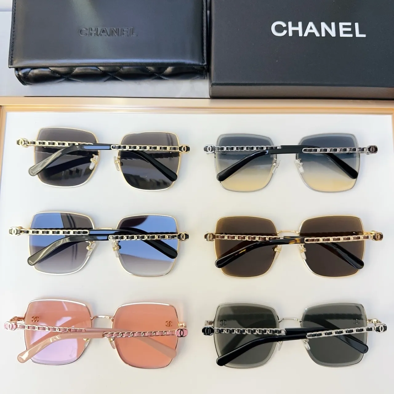 Chanel Lunettes de Soleil Monture Métallique Gris Or Verres Dégradés 2