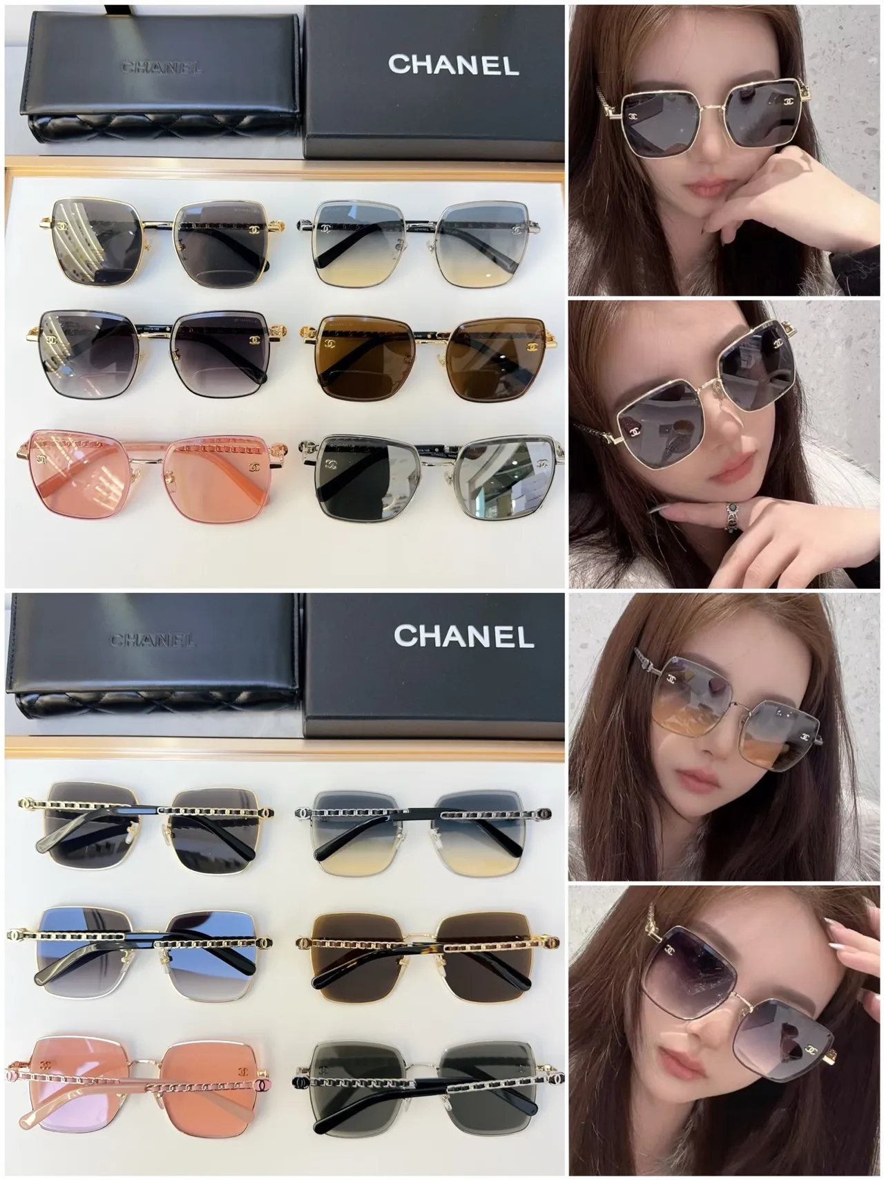 Chanel Lunettes de Soleil Monture Métallique Gris Or Verres Dégradés 4