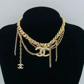 Chanel Multi-Chain CC Logo Gold-Tone Necklace