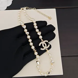 Chanel Pearl and Crystal Heart Necklace