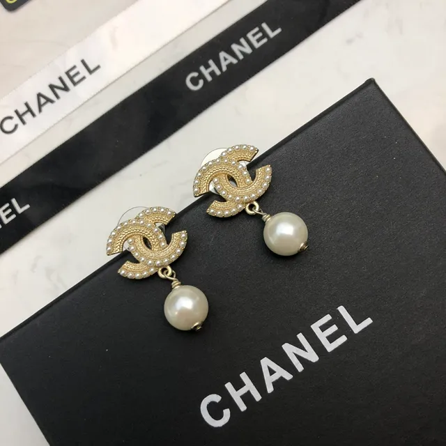 Chanel Pearl CC Drop Earrings 4