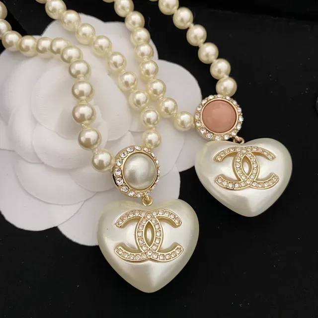 Collier Chanel Perles Double-Strand Pendentif Cœur 4