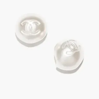 Chanel Pearl-Effect CC Logo Stud Earrings
