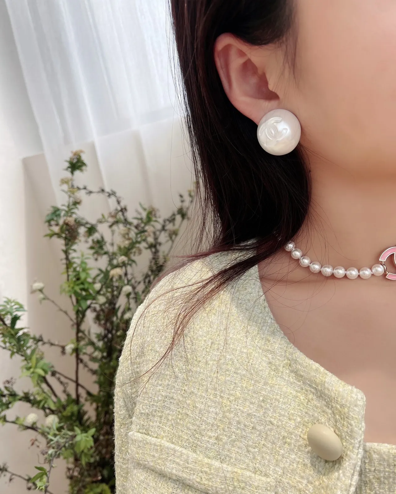 Chanel Pearl-Effect CC Logo Stud Earrings 8