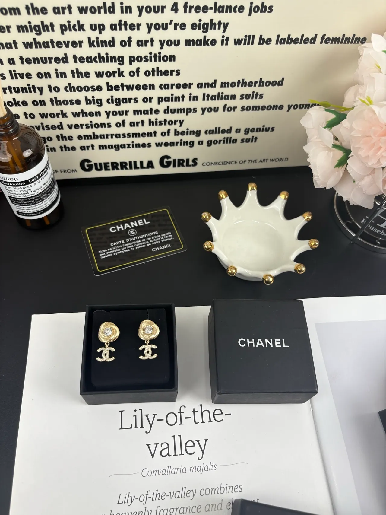 Chanel Spiral CC Crystal Gold-Tone Drop Earrings 5