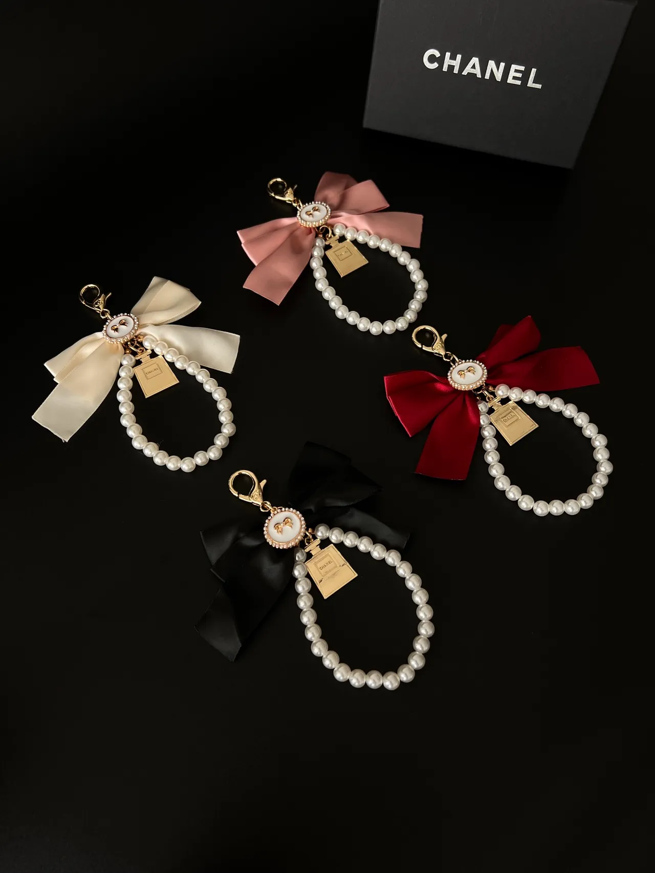 Chanel White Gold Pearl-Loop Satin Bow Bracelet 12