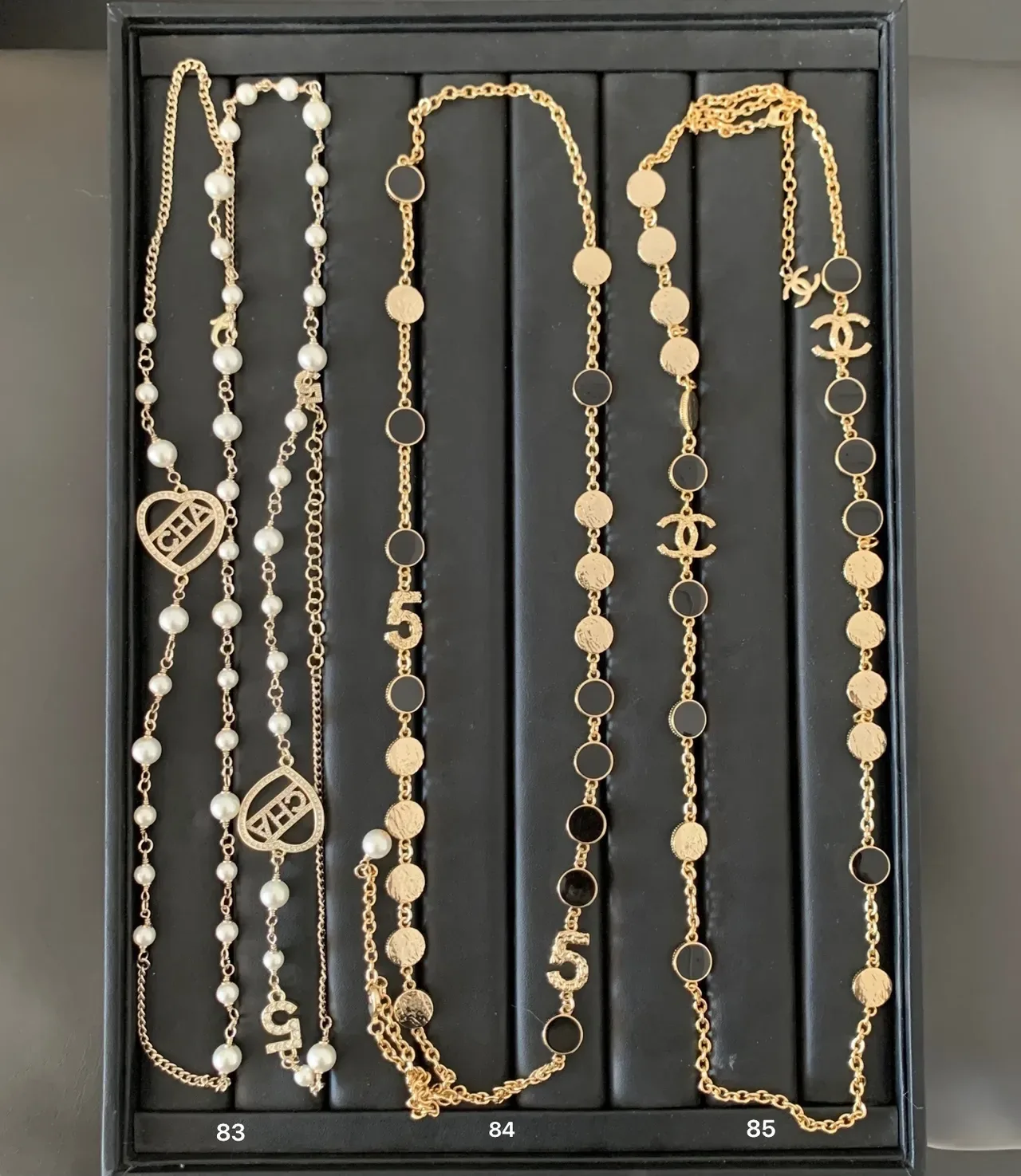Chanel White Gold Pearl Strand Crystal-Embellished Necklace 2