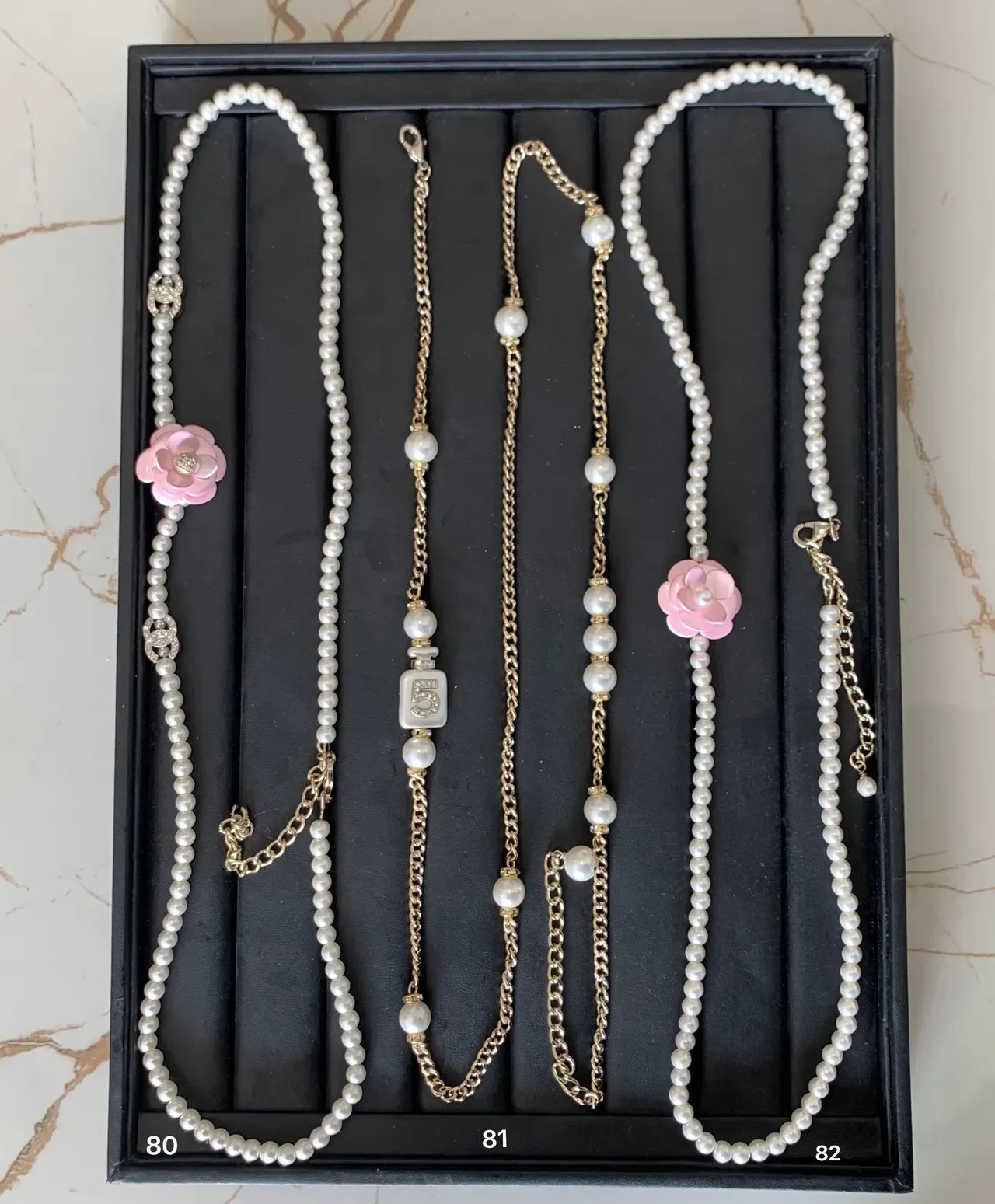 Chanel White Gold Pearl Strand Crystal-Embellished Necklace 3