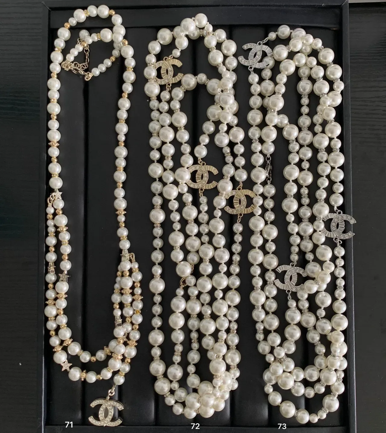 Chanel White Gold Pearl Strand Crystal-Embellished Necklace 6