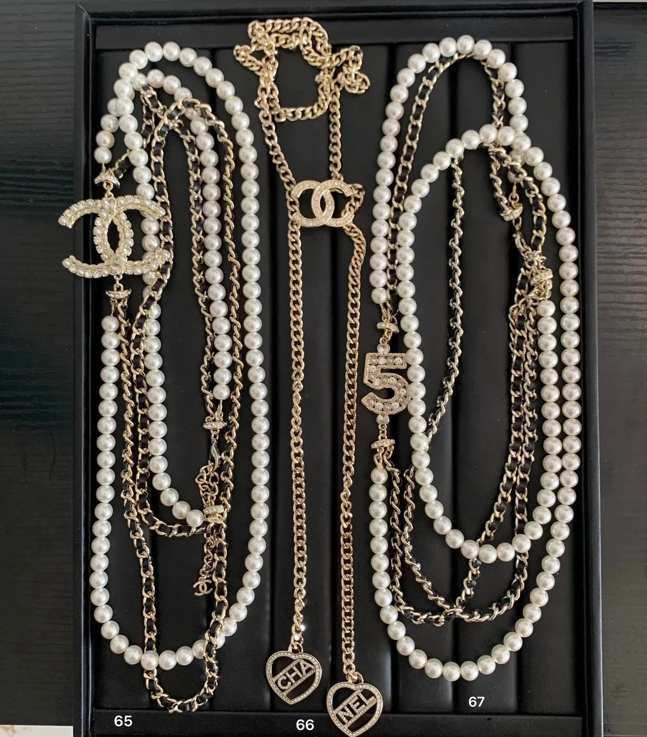 Chanel White Gold Pearl Strand Crystal-Embellished Necklace 8