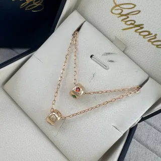 Chopard Dual Cube Gemstone Pendant Necklace