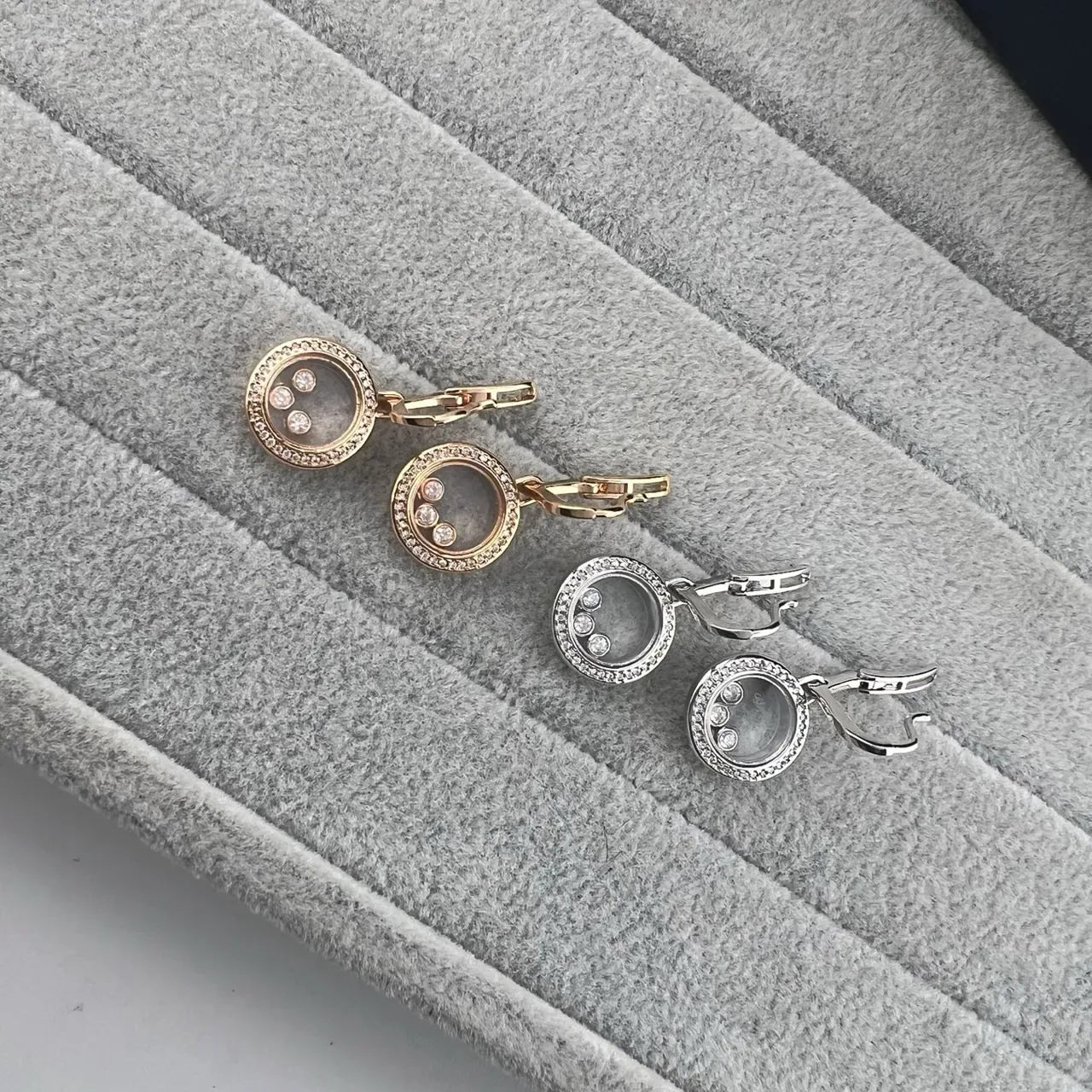 Chopard Gold Black Circular Rotating Disc Pavé Diamond Bezel Earrings 4