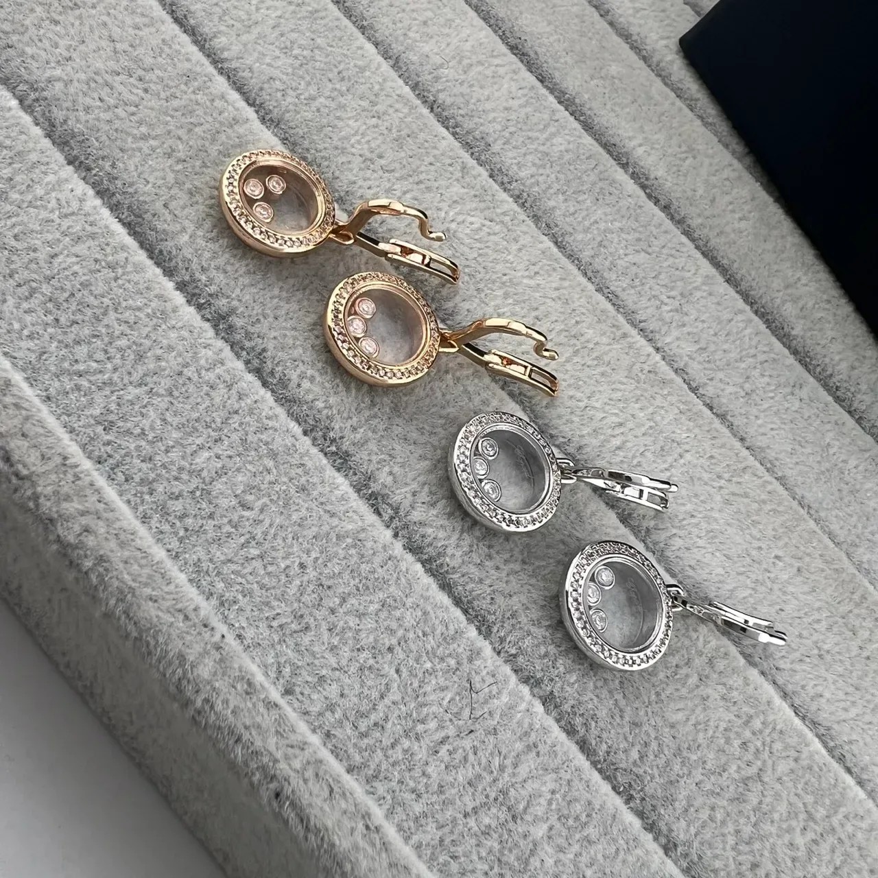 Chopard Gold Black Circular Rotating Disc Pavé Diamond Bezel Earrings 5