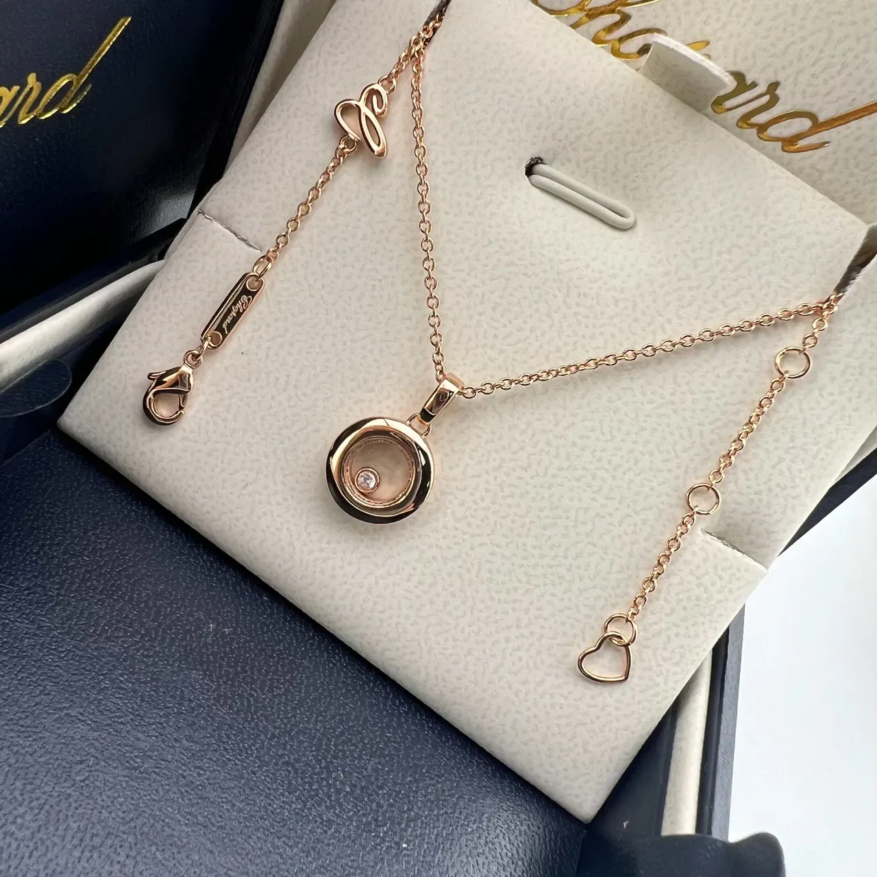 Chopard Happy Diamonds Gold Silver Rotating Disc Pendant Single Loose Diamond Necklace 3