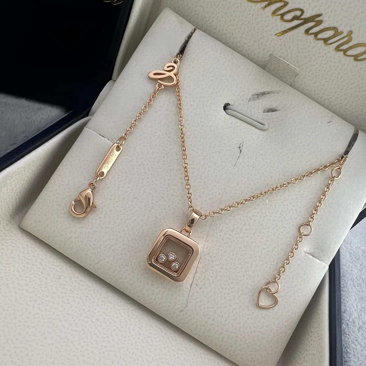 Chopard Happy Diamonds Square Rotating Pendant Necklace 4