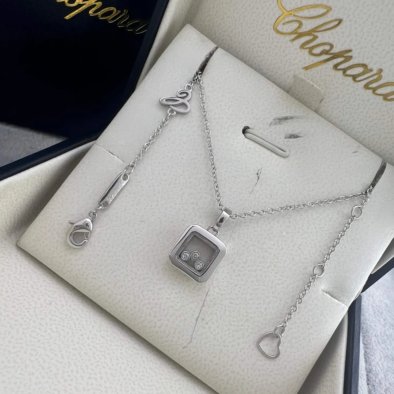 Chopard Happy Diamonds Square Rotating Pendant Necklace 5