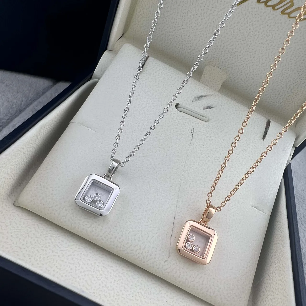 Chopard Happy Diamonds Square Rotating Pendant Necklace 6