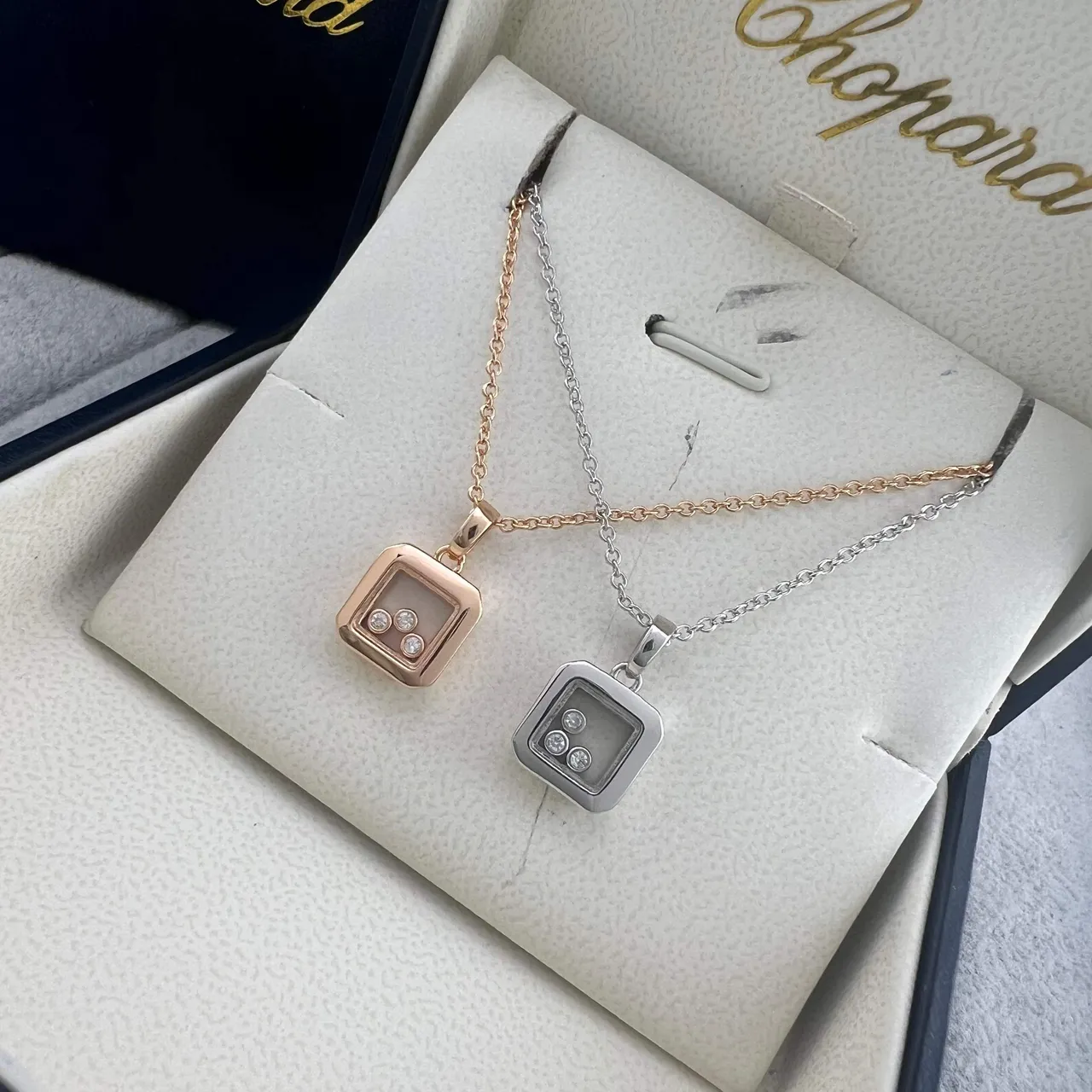 Chopard Happy Diamonds Square Rotating Pendant Necklace 7