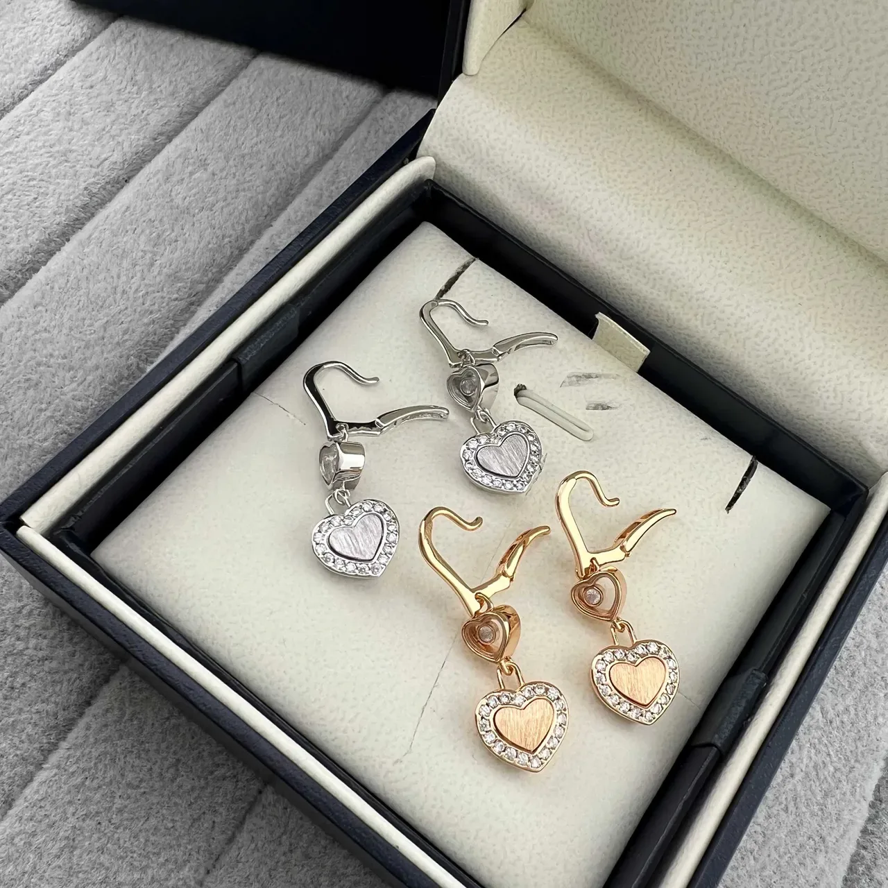 Chopard Happy Hearts Double Heart Pavé Drop Earrings 5