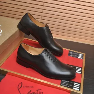 Christian Louboutin Black Polished Leather Cap Toe Oxford Shoes