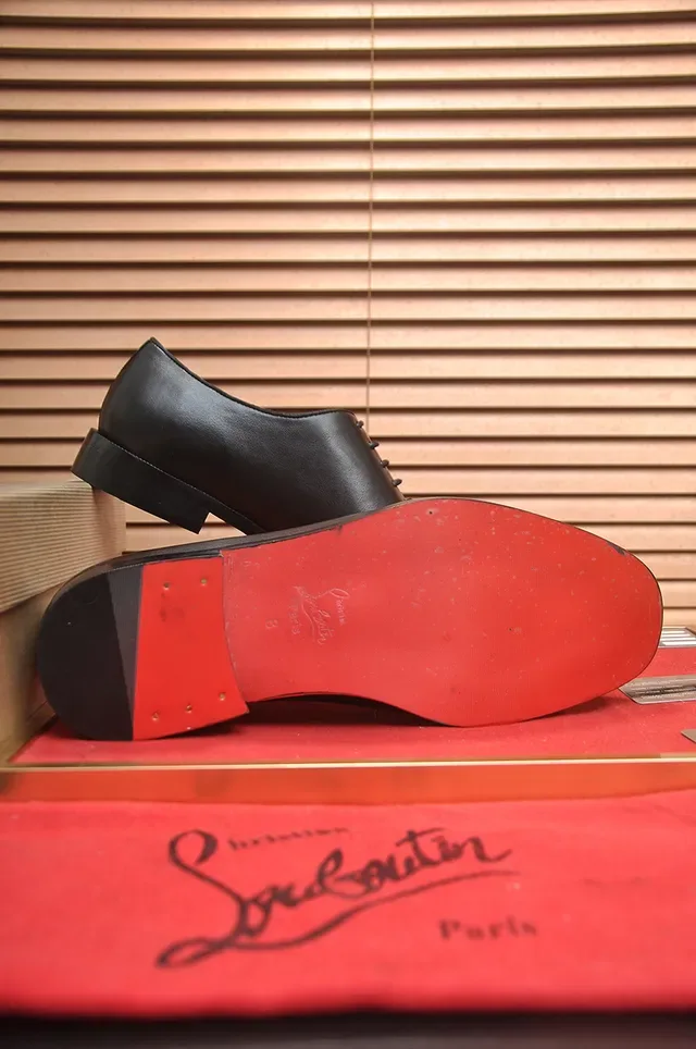 Christian Louboutin Black Polished Leather Cap Toe Oxford Shoes 3