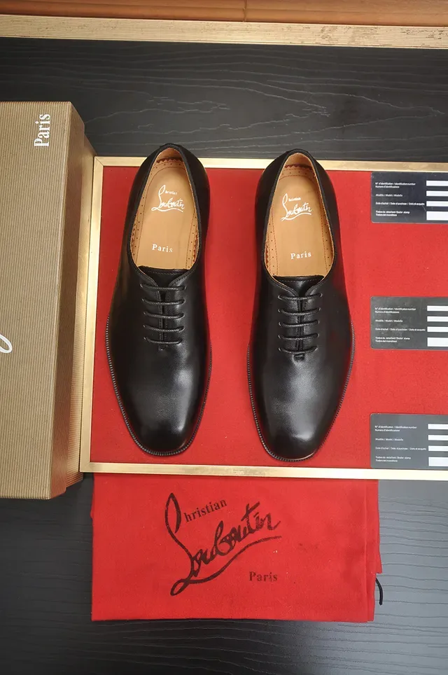 Christian Louboutin Black Polished Leather Cap Toe Oxford Shoes 5