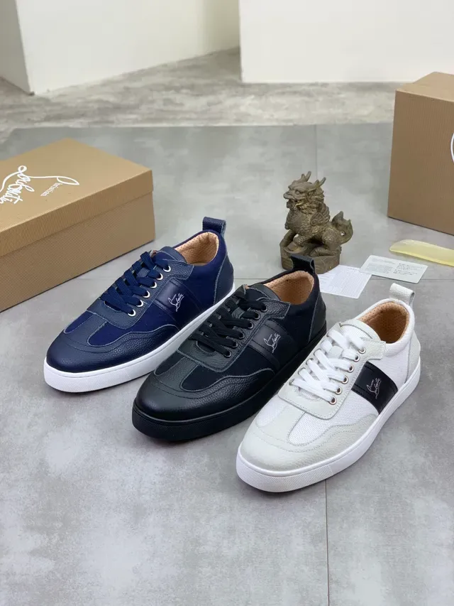 Christian Louboutin Tênis Lifestyle Azul Marinho De Material Misto Com Cadarço 2