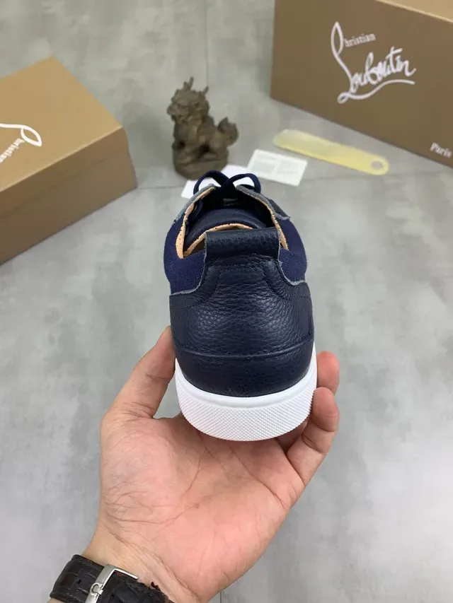 Christian Louboutin Tênis Lifestyle Azul Marinho De Material Misto Com Cadarço 4