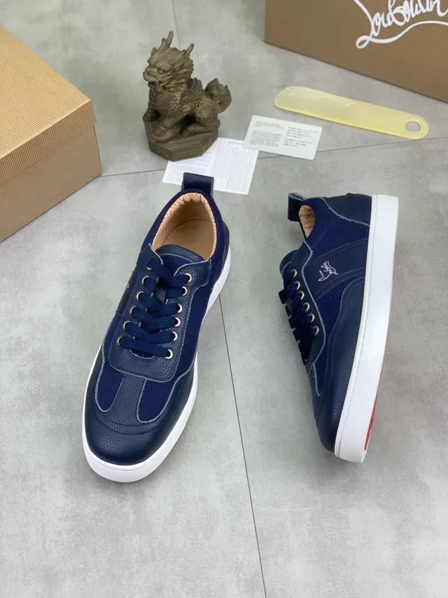Christian Louboutin Tênis Lifestyle Azul Marinho De Material Misto Com Cadarço 6