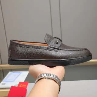 Christian Louboutin Penny Loafer Brown Pebbled Leather Loafer